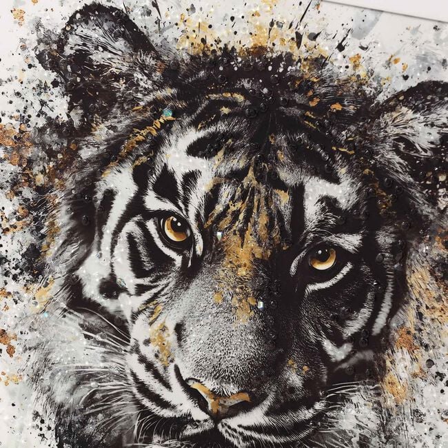 Tiger Jewelled Framed Art 60cm x 60cm