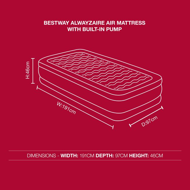 BESTWAY AlwayzAire Air Mattress Built-in Dual Pump - 203x152cm
