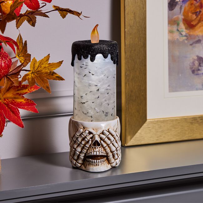 Swirling Glitter Skeleton Candle