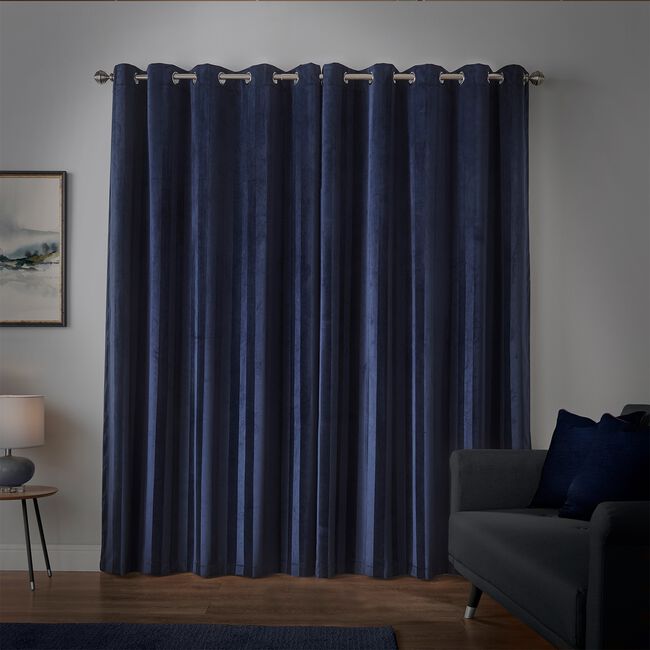 THERMAL BRUSHED STRIPE NAVY 66x54 Curtain