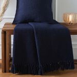 DRIFT HOME HAYDEN 100% RECYCLED COTTON NAVY 130x180cm Throw