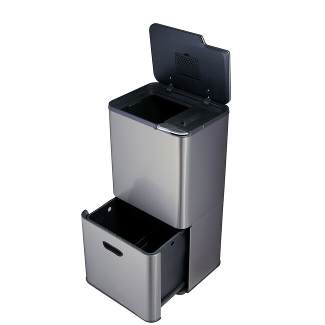 NORDHAUS 60L DOUBLE STACKED PLATINUM Grey Recycling Bin