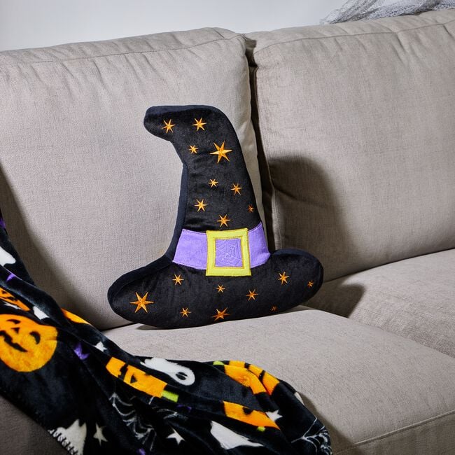 Witches Hat Halloween Cushion 38cm - Black