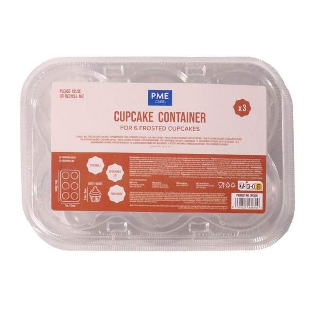 PME 6 Compartment 3 Piece Cupcake Container