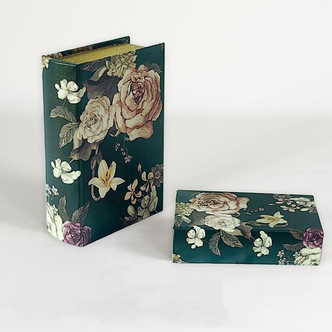 Romantic Florals Set of 2 Book Storage Boxes
