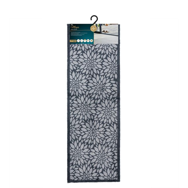 Flowers Black/Grey Mega Runner 57cm x 150cm