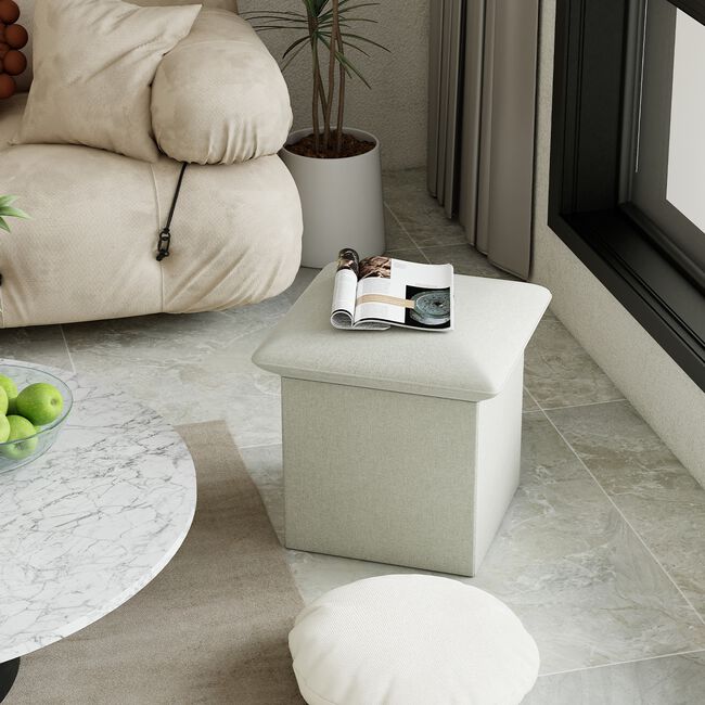 CUSHION OTTOMAN VELVET Beige