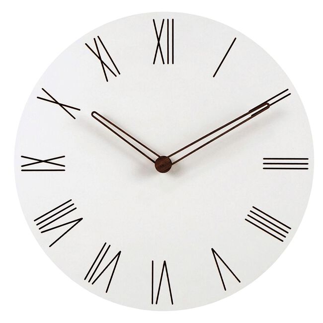 Minimal White Roman Numerals Clock 13'' 