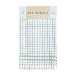 Mono Check Tea Towel 2 Pack - Sage