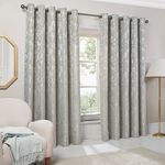 FLORAL JACQUARD DUCK EGG 66x 54 Curtain