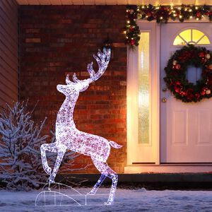 Crystal Bead Reared Stag With Twinkling Lights
