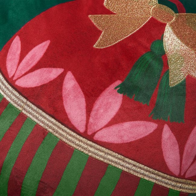 Embroidered Bauble Cushion 45cm x 45cm - Green