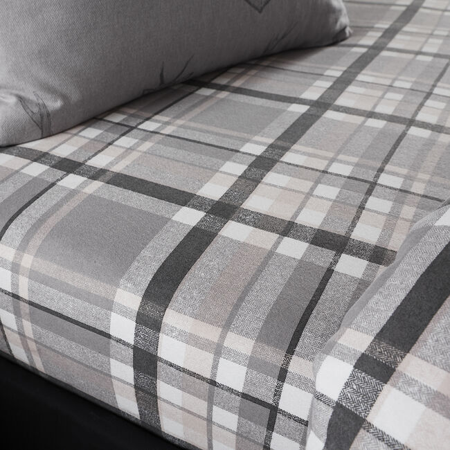 BRUSHED COTTON STAG CHARCOAL Single Fitted Sheet