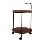 Walnut Side Table on Wheels