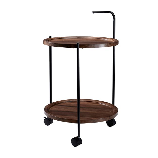 Walnut Side Table on Wheels