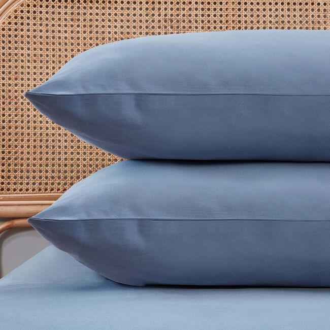 HOUSEWIFE PILLOWCASE PAIR Brushed Cotton Twill Denim 