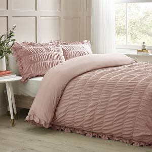 CATHERINE LANSFIELD SINGLE DUVET COVER Seersucker Frill Pink