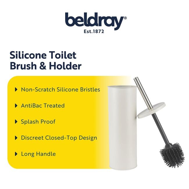 BELDRAY CREAM ROUND TOILET BRUSH With Silicone Head 