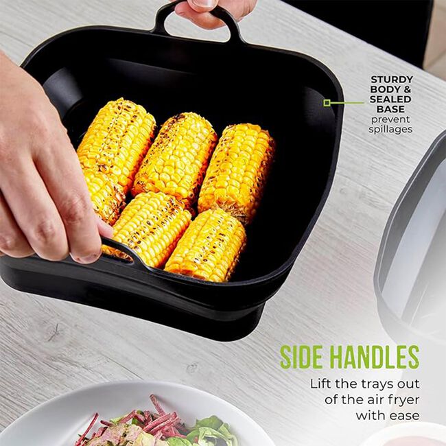 Tower Black Square Foldable Air Fryer Trays - 2pk