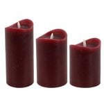 LED Pillar Candle Red - Set of 3