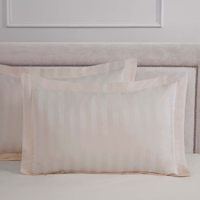 Oxford Pillowcase Pair Sateen Stripe Chalk 1000TC