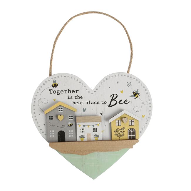 Bee Wooden Plaque Heart