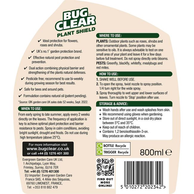 Bug Clear Plant Shield Spray 800ML