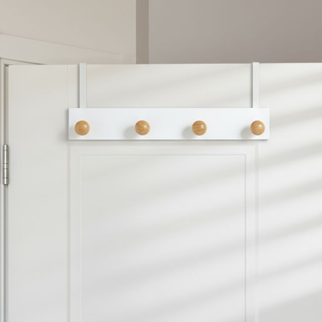 Over Door 4 Hook Wooden Hanger 