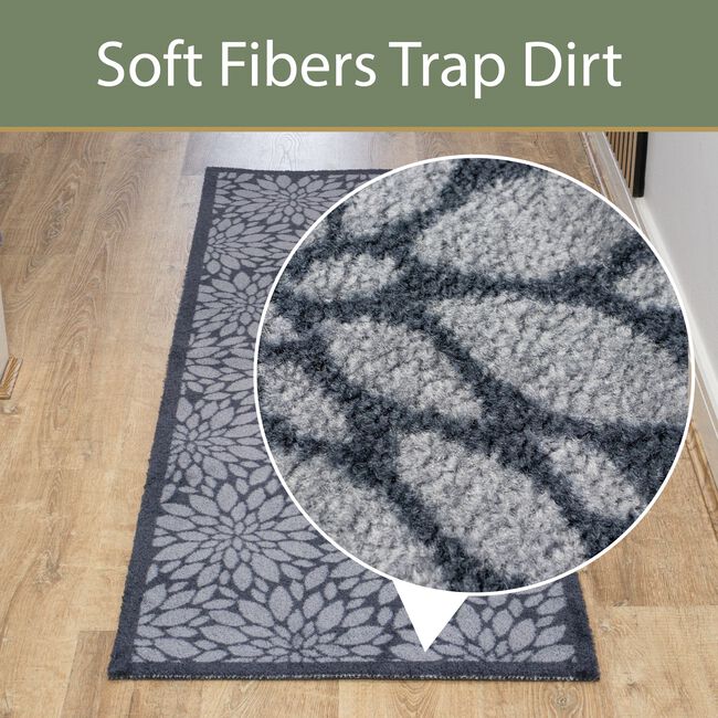 Flowers Black/Grey Mega Runner 57cm x 150cm