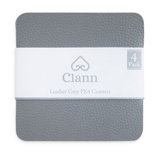 Leather Coasters 4 Pack - Grey