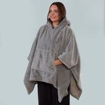 NICOLE DAY FAUX FUR HOODIE BLANKET Grey