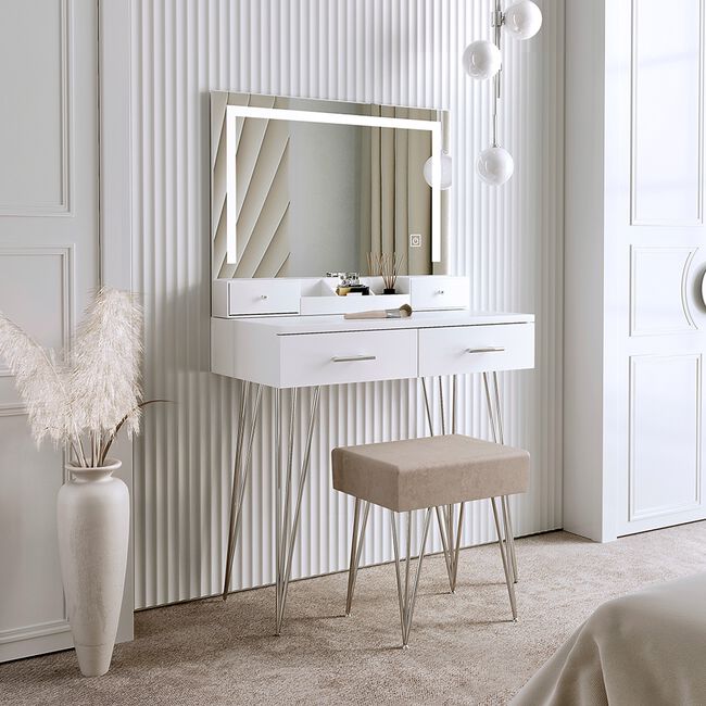 Sophia LED Mirror Dressing Table With Stool