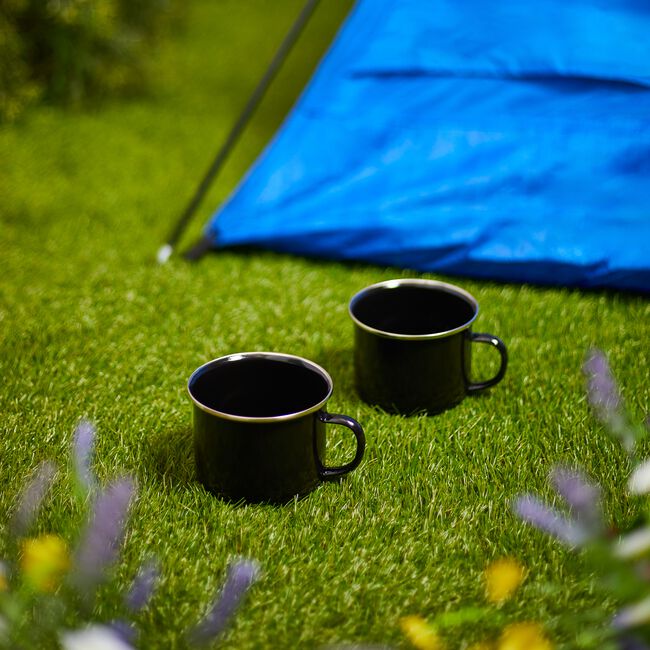 2 Black Camping Mugs