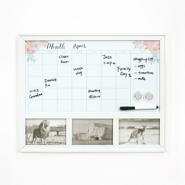 Photo Frame Dry-Erase Calendar Floral Board