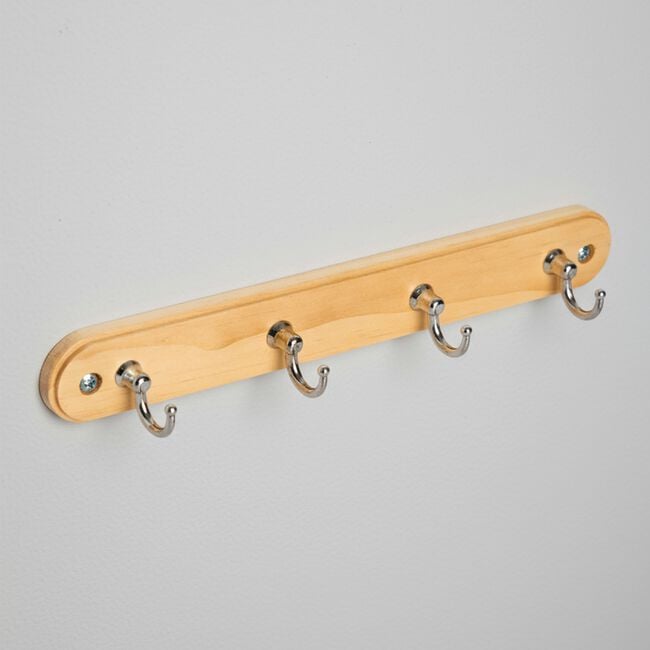 4 Round Hook Wooden Coat Rack Pine