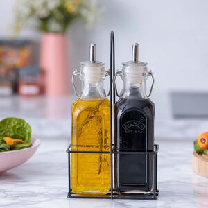 Kilner 2 Piece Oil Bottle & Metal Rack Set