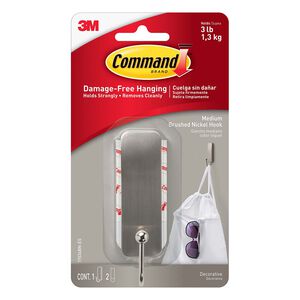 Command Medium Brushed Nickel Hook