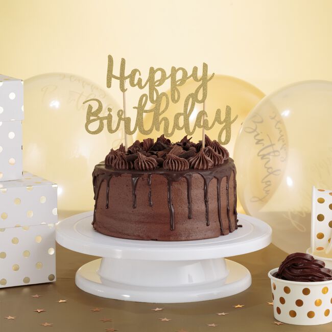 Mason Cash Gold Happy Birthday Cake Topper