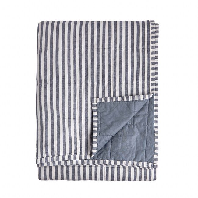 YARD HEBDEN STRIPE NAVY/DENIM BLUE 150x200cm Bedspread 