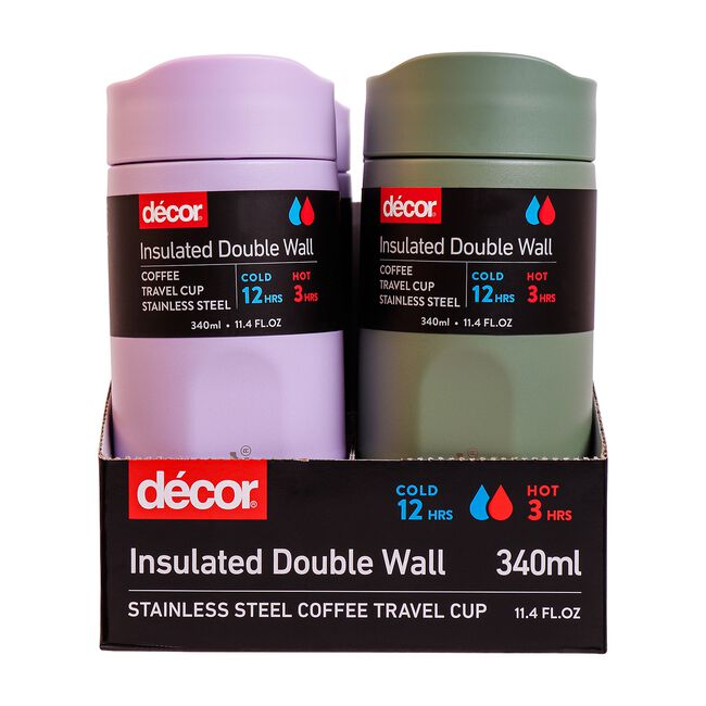 Decor Double Wall S/Steel Travel Mug 340ml