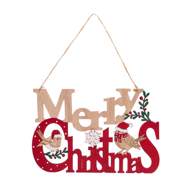 Merry Christmas Wooden Hanging Wall Plaque