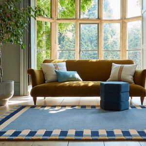 KAI WOOL BORDER BLUE/ YELLOW 120X170cm Rug