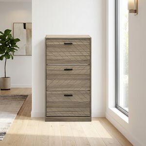 Herringbone Haven Three Door Shoe Cabinet