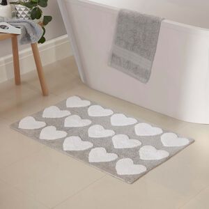 Hearts Tufted Bath Mat 50cm x 80cm - Grey