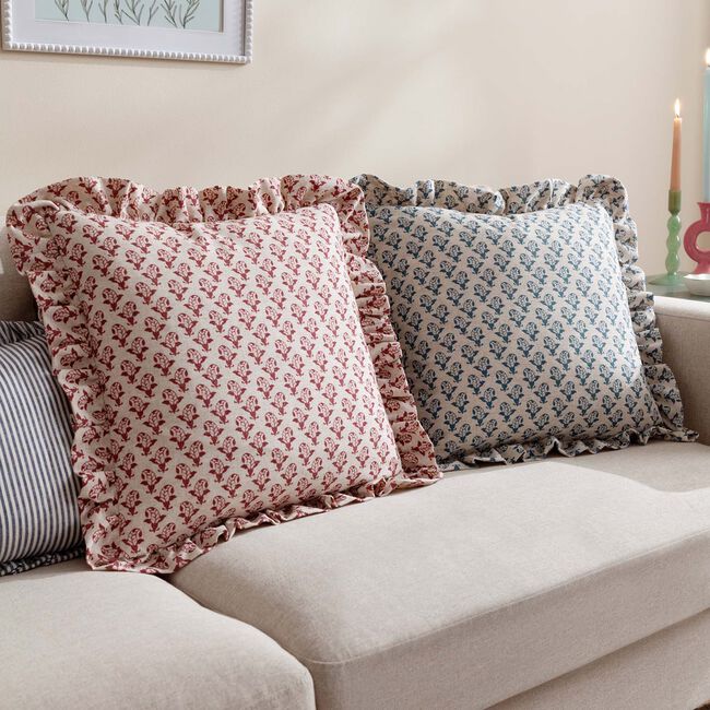 FURN LULAH BLOCK LINEN/BLUE 45x45 Cushion