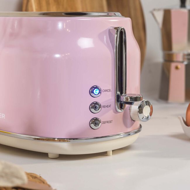 SALTER RETRO PINK CURVED BODY 2 Slice Toaster