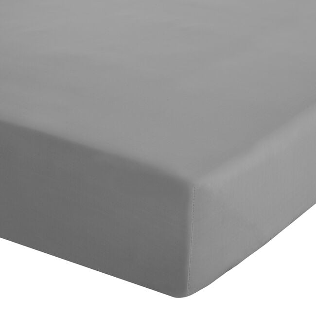 SINGLE FITTED SHEET Luxury Percale Ice Grey 