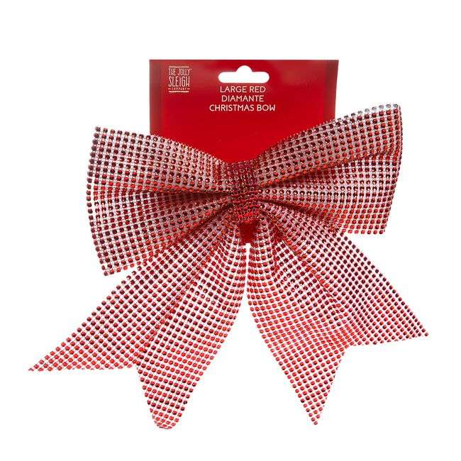Large Red Diamanté Christmas Bow