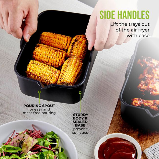 Tower Black Rectangular Air Fryer Tray - 2 Pack