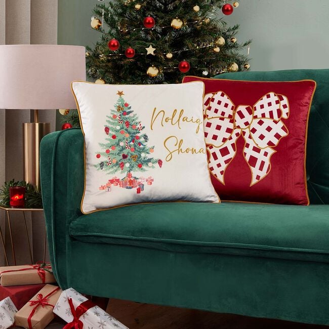 Christmas Bow Tree Cushion Cover 45cm x 45cm-2pack